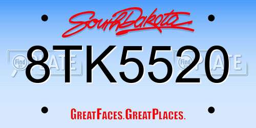 8TK5520 South Dakota License Plate