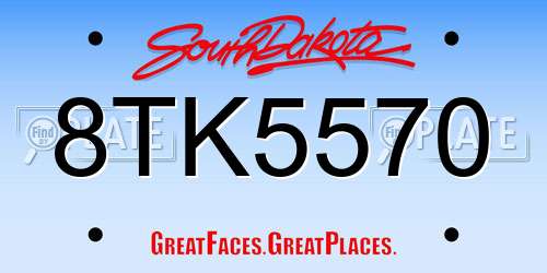 8TK5570 South Dakota License Plate