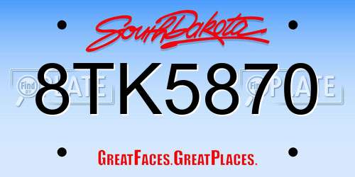 8TK5870 South Dakota License Plate