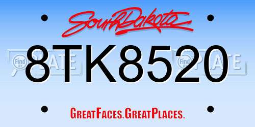 8TK8520 South Dakota License Plate