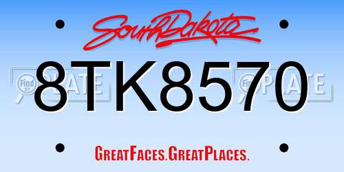 8TK8570 South Dakota License Plate
