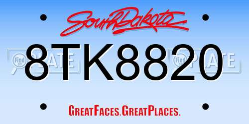 8TK8820 South Dakota License Plate