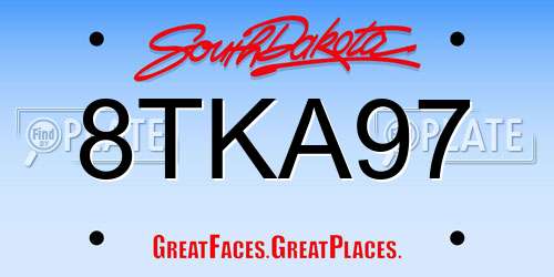 8TKA97 South Dakota License Plate