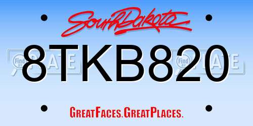 8TKB820 South Dakota License Plate