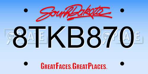 8TKB870 South Dakota License Plate