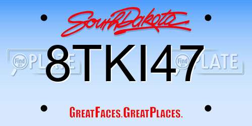 8TKI47 South Dakota License Plate