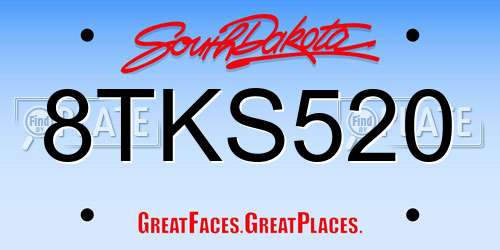 8TKS520 South Dakota License Plate