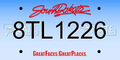 8TL1226 South Dakota License Plate