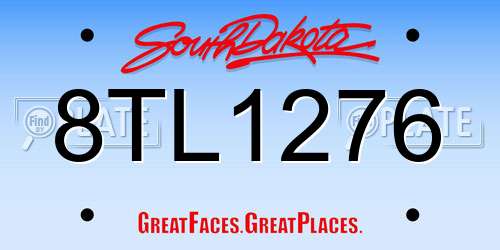 8TL1276 South Dakota License Plate