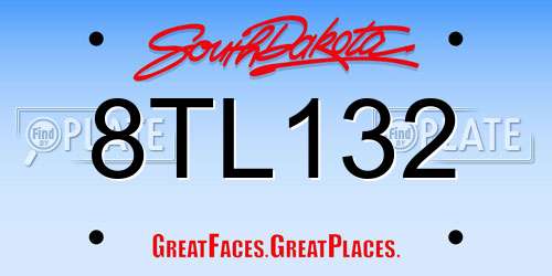 8TL132 South Dakota License Plate