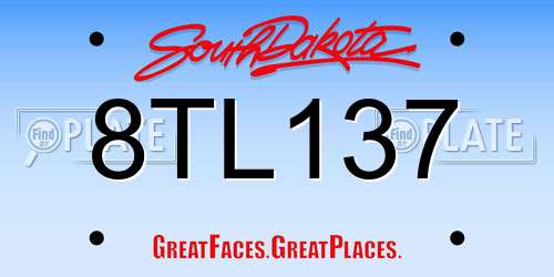 8TL137 South Dakota License Plate