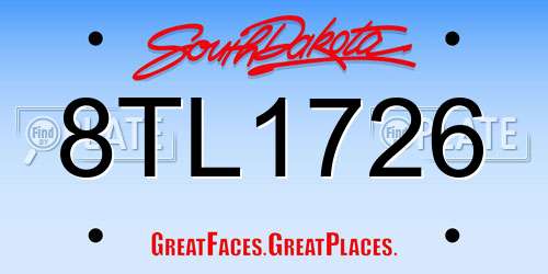 8TL1726 South Dakota License Plate