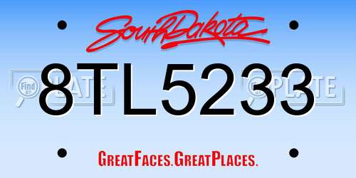8TL5233 South Dakota License Plate