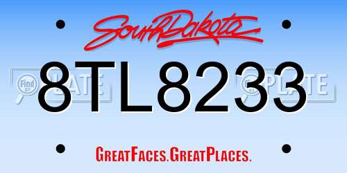 8TL8233 South Dakota License Plate
