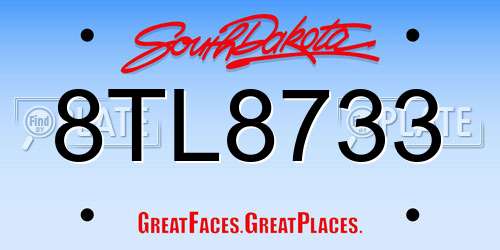 8TL8733 South Dakota License Plate