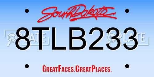 8TLB233 South Dakota License Plate