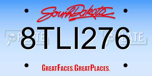 8TLI276 South Dakota License Plate