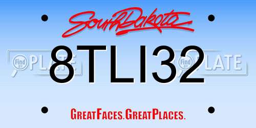 8TLI32 South Dakota License Plate
