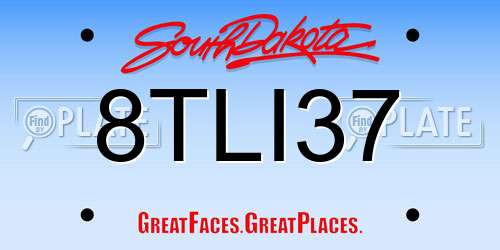 8TLI37 South Dakota License Plate
