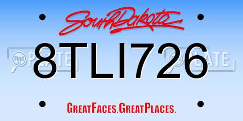 8TLI726 South Dakota License Plate