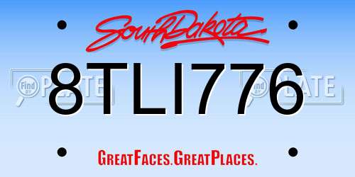 8TLI776 South Dakota License Plate