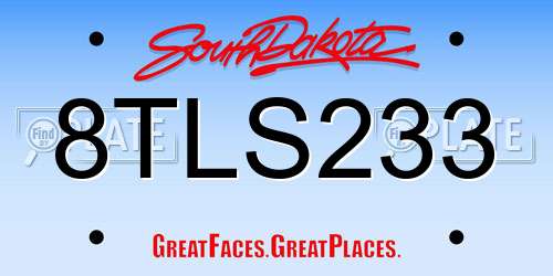 8TLS233 South Dakota License Plate