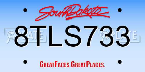 8TLS733 South Dakota License Plate