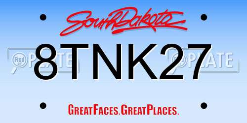 8TNK27 South Dakota License Plate