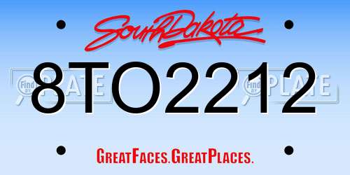 8TO2212 South Dakota License Plate