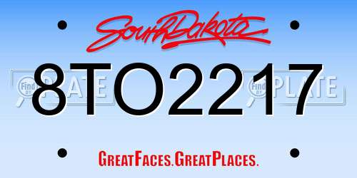8TO2217 South Dakota License Plate