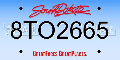 8TO2665 South Dakota License Plate