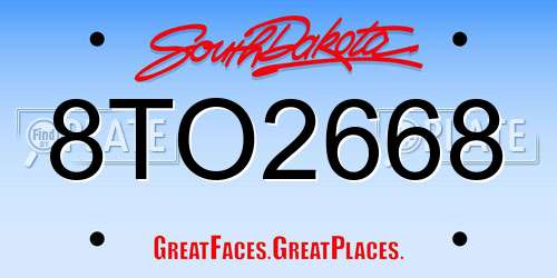 8TO2668 South Dakota License Plate
