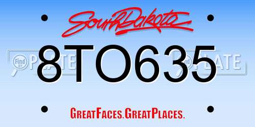 8TO635 South Dakota License Plate