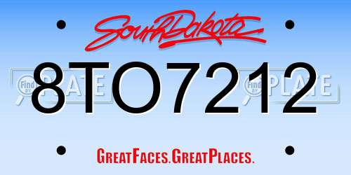 8TO7212 South Dakota License Plate