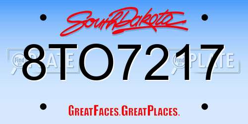 8TO7217 South Dakota License Plate