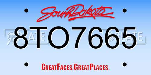 8TO7665 South Dakota License Plate