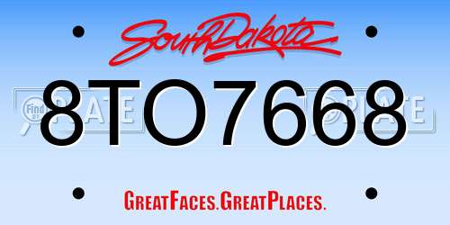 8TO7668 South Dakota License Plate