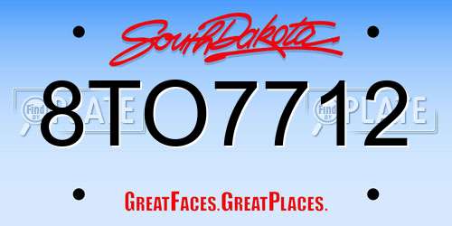 8TO7712 South Dakota License Plate