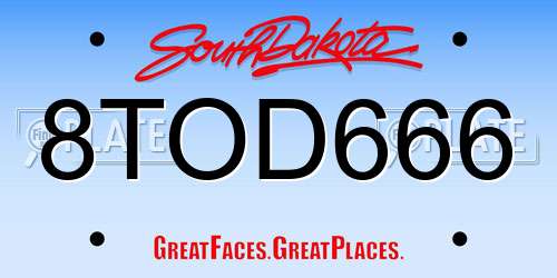 8TOD666 South Dakota License Plate