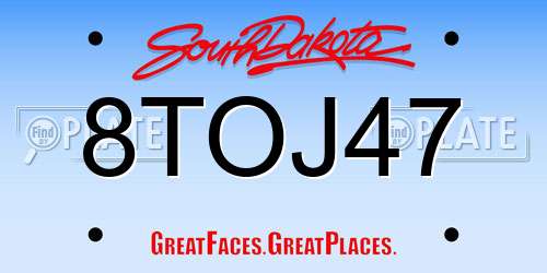 8TOJ47 South Dakota License Plate