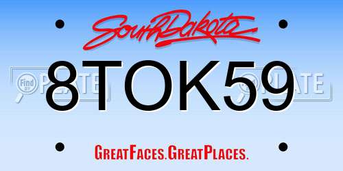 8TOK59 South Dakota License Plate