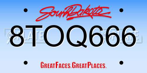 8TOQ666 South Dakota License Plate