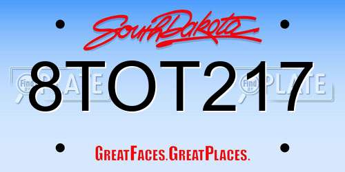 8TOT217 South Dakota License Plate