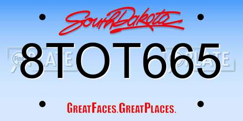 8TOT665 South Dakota License Plate