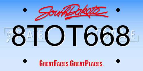 8TOT668 South Dakota License Plate