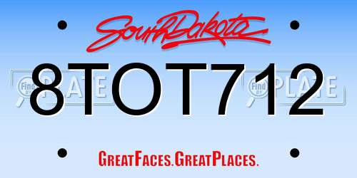 8TOT712 South Dakota License Plate
