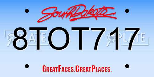 8TOT717 South Dakota License Plate