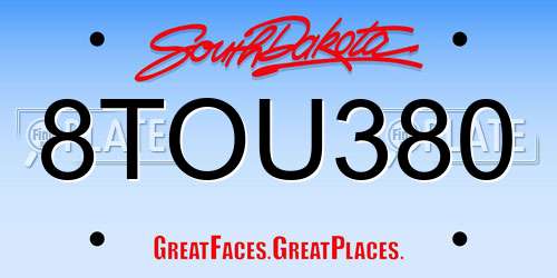 8TOU380 South Dakota License Plate