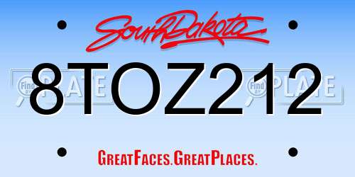 8TOZ212 South Dakota License Plate