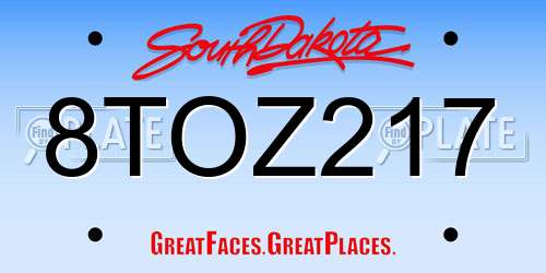 8TOZ217 South Dakota License Plate